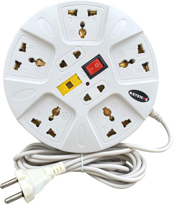 ShopGlobal 6 Amp Multi Plug Point Strip, Cord (3.6 Meter) Wire & Universal 7 Socket Extension Boards(White)