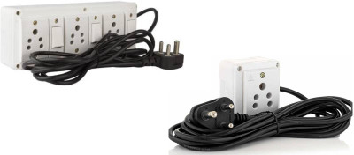 JELECTRICALS Two Extension board With Long Wire 4  Socket Extension Boards(White, 2 m)
