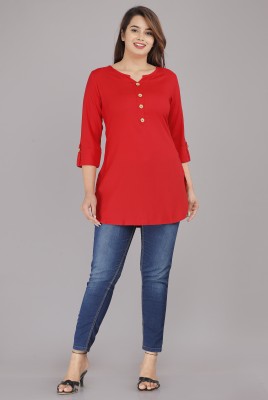 Aarodhiya Casual Solid Women Red Top