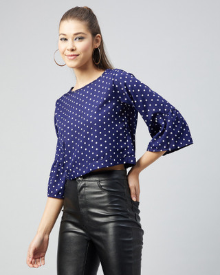 Chimpaaanzee Casual Printed Women Dark Blue Top