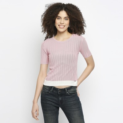 Pepe Jeans Casual Solid Women Pink Top