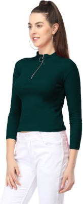 Y M ENTERPRISES Casual Solid Women Dark Green Top