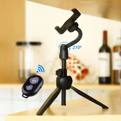 PULTO Mobile holder stand tripod +Bluetooth Remote Adjustable Mount Stand Monopod Tripod, Monopod, Monopod Kit, Tripod Ball Head, Tripod Bracket, Tripod Clamp, Tripod Kit(Black, Supports Up to 500 g)