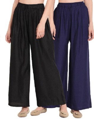 ZAYANQA Flared Women Dark Blue, Black Trousers