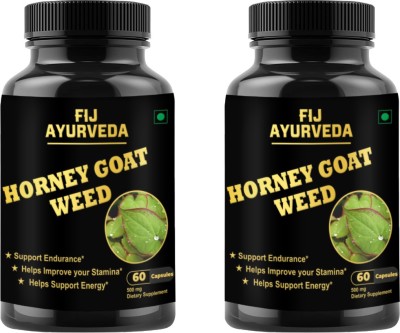 FIJ AYURVEDA Horny Goat Weed Epimedium Extract For Stamina & Energy - 60 Capsules(2 x 500 mg)