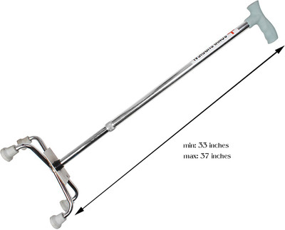 CLASORA 4 Leg Chrome Height Adjustable Men/Women/Old People Patient Walking Stick Walking Stick