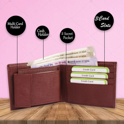 Shiv Men Casual Brown Artificial Leather Wallet(11 Card Slots)