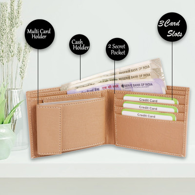 Shiv Men Casual Beige Artificial Leather Wallet(11 Card Slots)