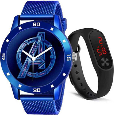 OMXIM NEW STYLISH ANALOG & DIGITAL COMBO SET OF 2 AVENGER DIAL SILICON STRAP LED LIGHT TOP SELLING PRODUCT FOR MEN'S Analog-Digital Watch  - For Men