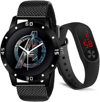 OMXIM NEW STYLISH ANALOG & DIGITAL COMBO SET OF 2 AVENGER AVENGER DIAL PU STRAP + SILICON STRAP Analog Watch - For Men OMXIM NEW STYLISH ANALOG & DIGITAL COMBO SET OF 2 AVENGER AVENGER DIAL PU STRAP + SILICON STRAP Analog Watch - For Men