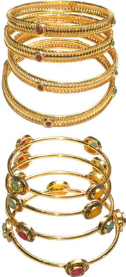 Jewels Kafe Alloy Gold-plated Bangle Set(Pack of 8)