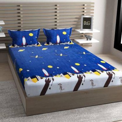 Manish Creation 200 TC Microfiber, Cotton King Solid Flat Bedsheet(Pack of 1, Blue)