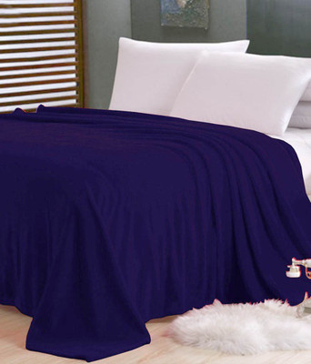 Sleepinns Solid Double Fleece Blanket for  AC Room(Polyester, Blue)
