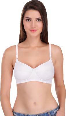 Featherline Poly Cotton Lightly Padded Non Wired Casual Women's T-Shirt Bra Women T-Shirt Lightly Padded Bra(White)