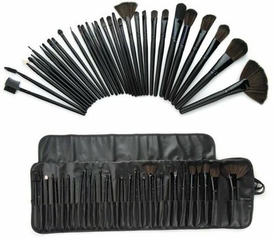 AVTY Professional Wood Make Up Brushes Sets With Leather Storage Pouch (Pack of 24)(Pack of 24)