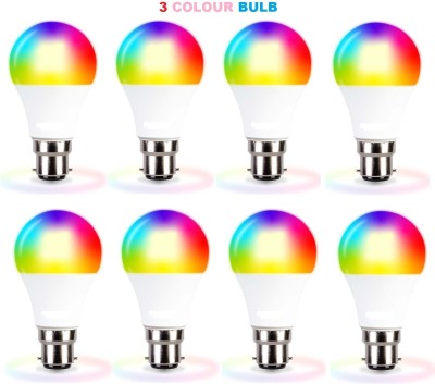 FOXSUN 10 W Basic Round B22 LED Bulb(Red, Blue, Pink, Pack of 8)