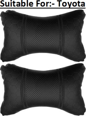 RONISH Black Leatherite Car Pillow Cushion for Toyota(Rectangular, Pack of 2)