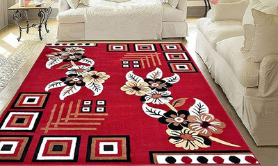 BhCarpets Red Acrylic Carpet(5 ft,  X 7 ft, Rectangle)
