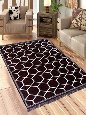 Sparrow world Brown Chenille Runner(5 ft,  X 6 ft, Rectangle)