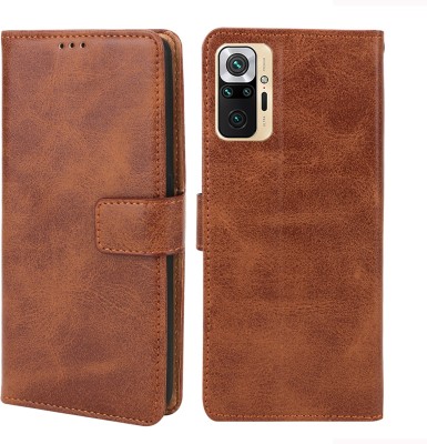 MG Star Flip Cover for Xiaomi Redmi Note 10 Pro Max(Brown, Shock Proof, Pack of: 1)