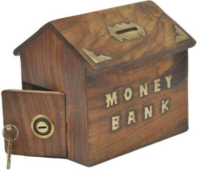 Alhind Handicraft Money Bank Coin Bank(Brown)