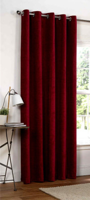 Achintya 214 cm (7 ft) Polyester Semi Transparent Door Curtain Single Curtain(Solid, Maroon)