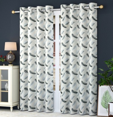 LAfiona 274 cm (9 ft) Satin Room Darkening Long Door Curtain (Pack Of 2)(Printed, Grey)