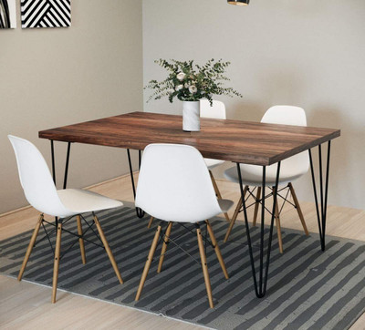 CROWNS ART Engineered Wood 4 Seater Dining Table(Finish Color - Provincial Teak And Black Finish, DIY(Do-It-Yourself)) CROWNS ART Engineered Wood 4 Seater Dining Table(Finish Color - Provincial Teak And Black Finish, DIY(Do-It-Yourself))