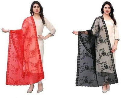 VM Enterprise Net Embroidered, Self Design Women Dupatta