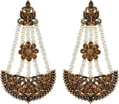 JEWELS GURU Diva Style Cubic Zirconia Alloy Chandbali Earring