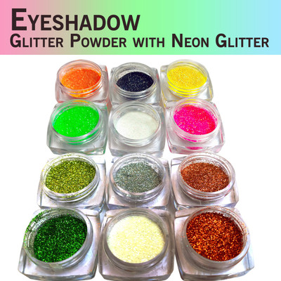 vizo Superior Quality Neon Glitter Powder with Sparkling Cool Eyeshadow 12 Colors 12 g(Multicolor)