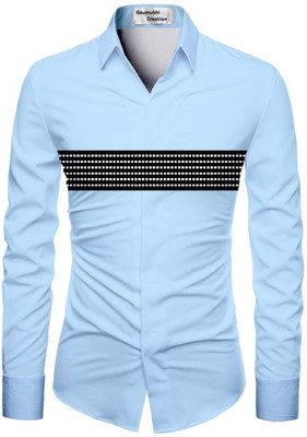 GAUMUKHI CREATION Polycotton Striped Shirt Fabric
