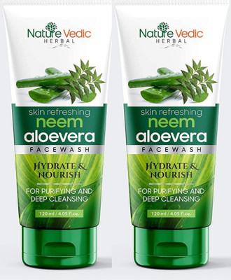 Nature Vedic Neem, Aloevera Fasewash Pack of 2 Face Wash(240 ml)