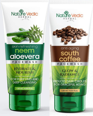 Nature Vedic Neem, Aloevera & South Coffee Facewash Combo Face Wash(240 ml)