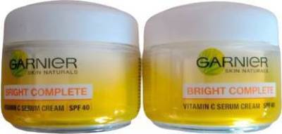 GARNIER BRIGHT COMPLETE VITAMIN C SERUM CREAM SPF 40 (45*2=90gm) (PACK OF 2) (90 g)