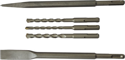 Inditrust NA 5pc hammer bit set of hammer drills and chisels size 6x100, 8x100, 10x100, 2 chipping chisels Drill bit set ()