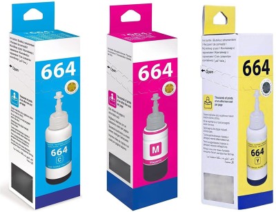 PRINT TONIC T664 Ink Compatible for L130, L220, L365, L380, L385 (PACK OF 3 ) YELLOW+ CYAN) Magenta Ink Bottle
