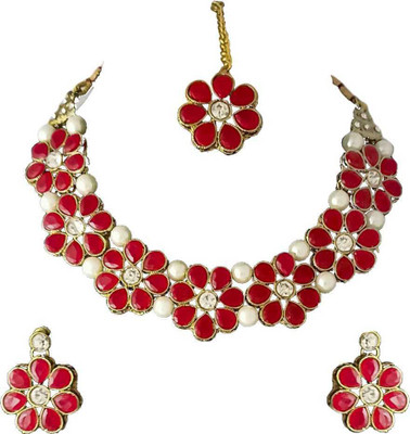 CATALYST Alloy Gold-plated Red Jewellery Set(Pack of 1)