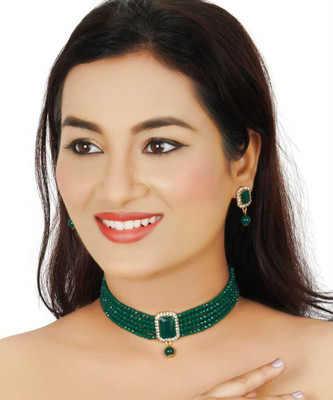 taransha Alloy Gold-plated Green Jewellery Set(Pack of 1)