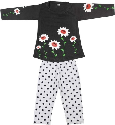 babeezworld Baby Boys & Baby Girls Casual Top Pyjama(Black)