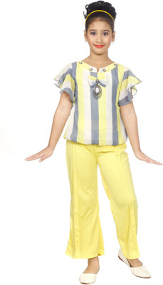 KIDDRESS Girls Party(Festive) Top Pant(yellow)