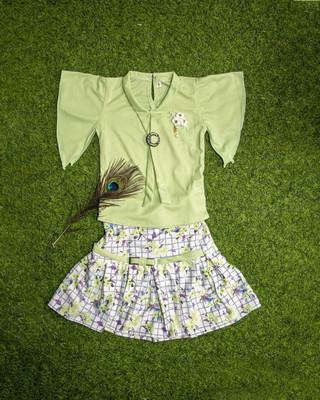 Komal Creation Girls Casual Top Skirt(PISTA)