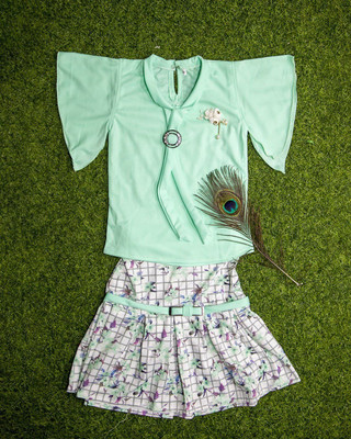 Komal Creation Girls Casual Top Skirt(AQUA)
