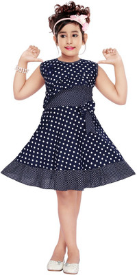 Bismillah Today Fashions Girls Midi/Knee Length Casual Dress(Blue, Sleeveless)