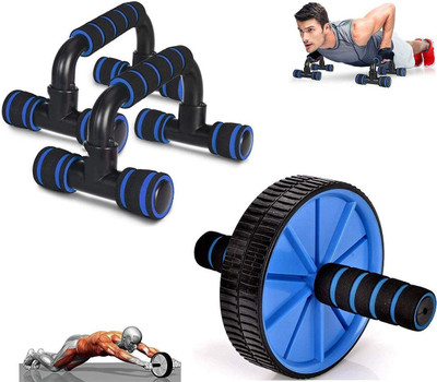 Pheonix Combo Of Push Up Stand With Ab Wheel for Home Workout and Training Fitness Accessory Kit Kit