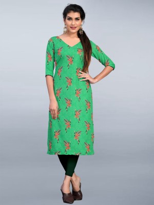 tanvi creation Women Printed Straight Kurta(Green)