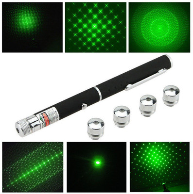 INGENTECH 5in 1 Green Laser Pointer Disco Light with Adjustable Cap to Change Design(3.048E11 nm, Green)