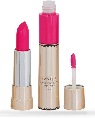 Latixmat PINK 2 IN 1 MATTE FINISH NON TRANSFER LIPSTICK FOR ALL SKIN TYPE(PINK, 8 ml)