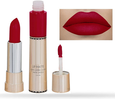 Latixmat 2 IN 1 HOT RED MATTE FINISH NON TRANSFER LIPSTICK(RED, 8 ml)