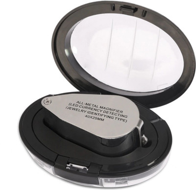 uptodateprouducts 40X Full Metal Illuminated Jewelers Magnifier,Pocket Folding Magnifying Glass 40X Eye Loupe(Silver)